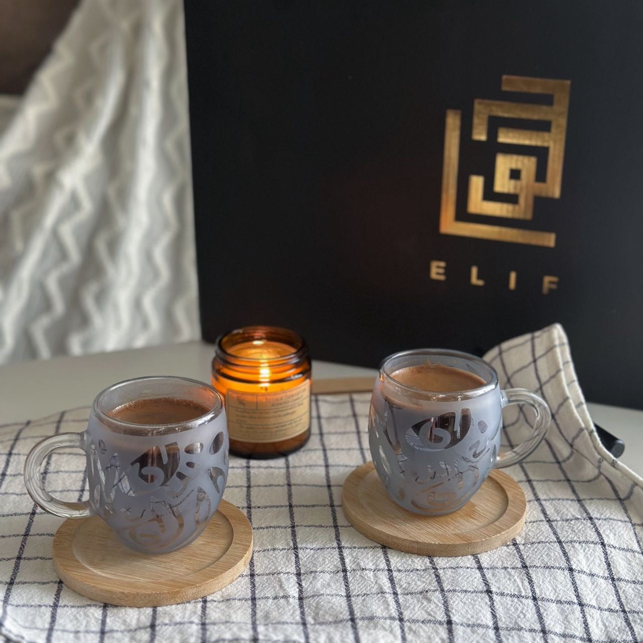 Elif Blue turkish coffee set