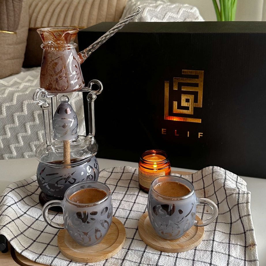 Elif Blue turkish coffee set
